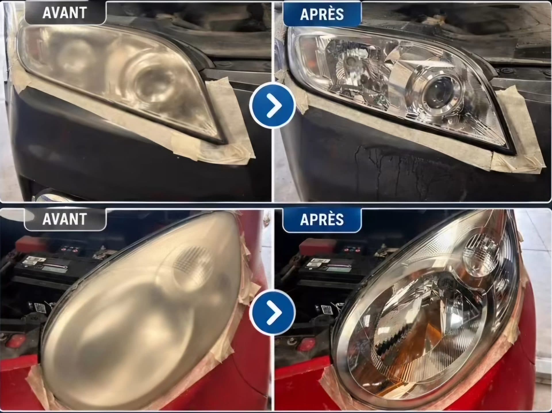 Rénovation de phares avant / après
